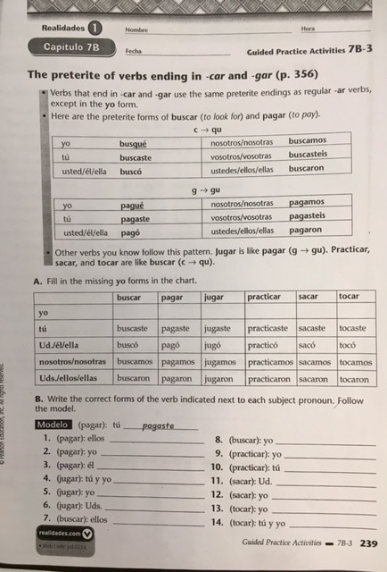 gramatica b subject pronouns and ser answers